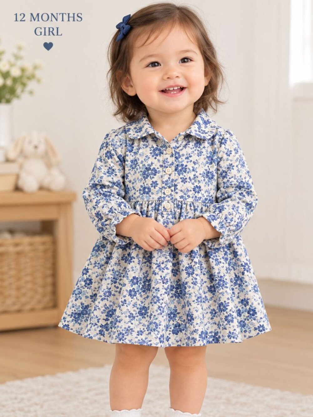 Ralph Lauren blue floral button down baby dress